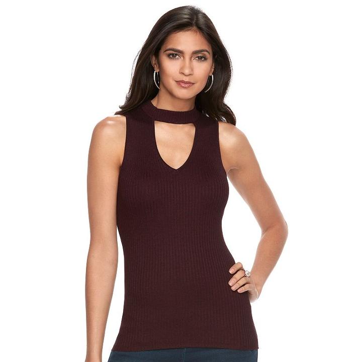 Women's Jennifer Lopez Choker Neck Ribbed Tank, Size: Xs, Royale
