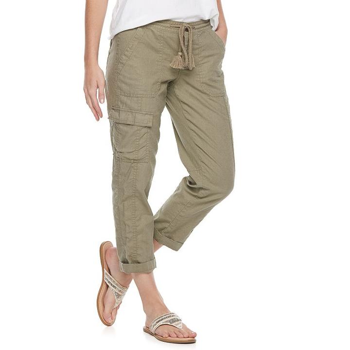 Women's Sonoma Goods For Life&trade; Beachy Tassel Capris, Size: 14, Green
