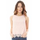 Juniors' Iz Byer Lace Knit Tank, Teens, Size: Medium, Light Pink