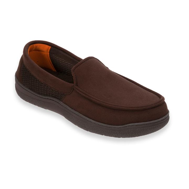 Men's Dearfoams Microfiber Moccasin Slippers, Size: Large, Lt Brown