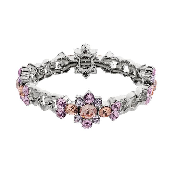 Simply Vera Vera Wang Simulated Crystal Cluster Chain Link Stretch Bracelet, Women's, Med Pink