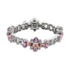 Simply Vera Vera Wang Simulated Crystal Cluster Chain Link Stretch Bracelet, Women's, Med Pink