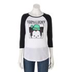 Disney's Juniors' Tsum Tsum 100% Lucky Raglan Graphic Tee, Girl's, Size: Small, White Oth