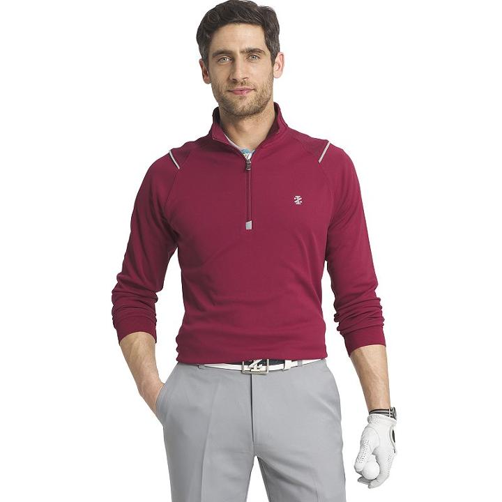 Men's Izod Classic-fit Performance Golf Quarter-zip Pullover, Size: Large, Light Red