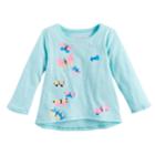 Baby Girl Jumping Beans&reg; Glittery Butterfly Long Sleeve Graphic Tee, Size: 24 Months, Turquoise/blue (turq/aqua)