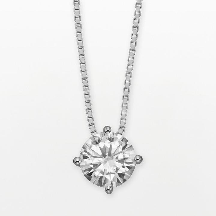 Forever Brilliant 14k White Gold Round-cut 1-ct. T.w. Lab-created Moissanite Pendant, Women's, Size: 18