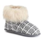 Women's Cuddl Duds Abstract Faux-fur Bootie Slippers, Size: 9-10, White Oth