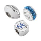 Logoart Kentucky Wildcats Sterling Silver Crystal Bead Set, Women's, Blue