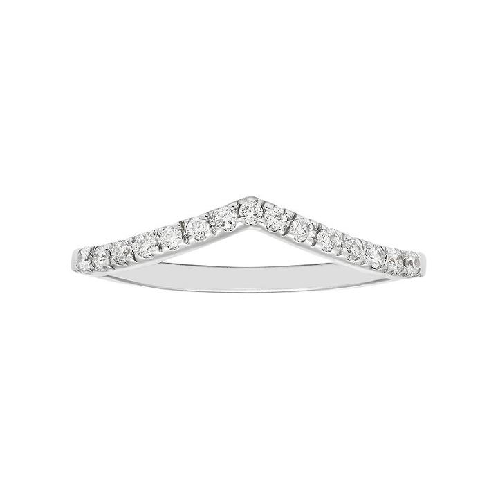 Boston Bay Diamonds 14k White Gold 1/6 Carat T.w. Igl Certified Diamond Chevron Wedding Ring, Women's, Size: 5