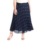 Plus Size Chaps Floral Pleated Georgette Skirt, Women's, Size: 2xl, Blue (navy)