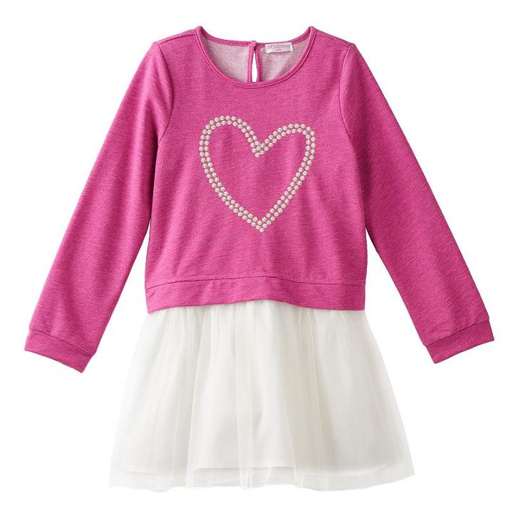 Girls 4-6x Design 365 Heart Tutu Dress, Girl's, Size: 4, Med Pink