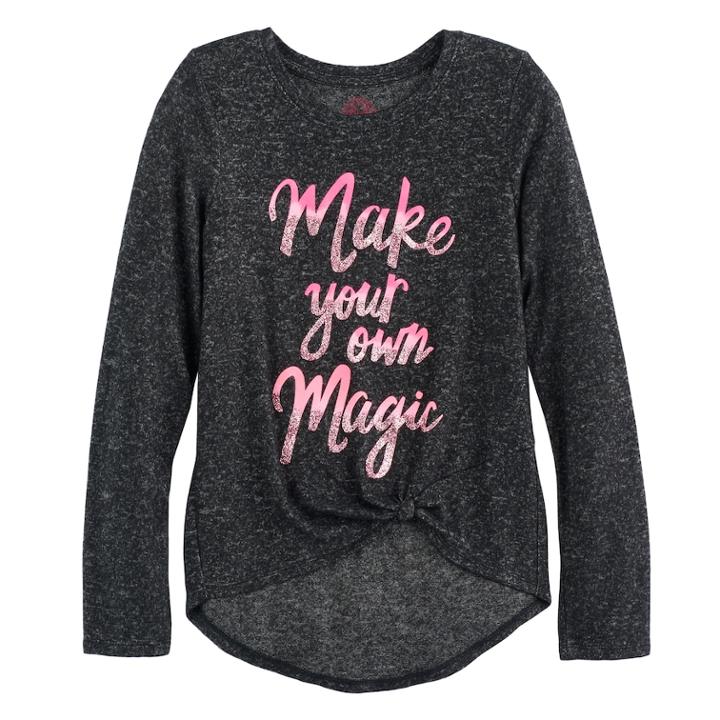 Girls 7-16 So&reg; Cozy Side Knot Tee, Size: 7-8, Dark Grey