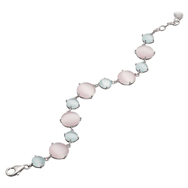 Sterling Silver Lab-created Blue & Pink Cat's-eye Bracelet, Women's, Size: 7, Multicolor