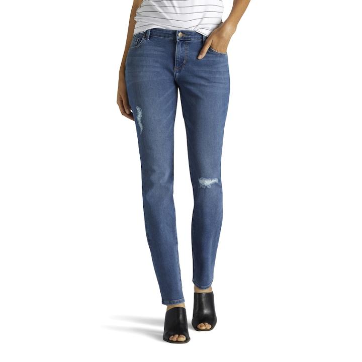 Women's Lee 360 Stretch Skinny Jeans, Size: 14 Avg/reg, Dark Blue