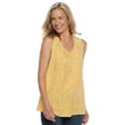 Women's Croft & Barrow&reg; Print Pintuck Tank, Size: Medium, Drk Yellow