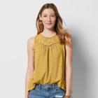 Women's Sonoma Goods For Life&trade; Split-back Eyelet Top, Size: Xl, Drk Yellow