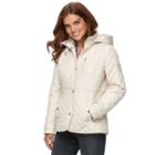 Women's Chaps Hooded Quilted Jacket, Size: Medium, White Oth