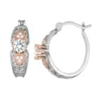 Two-tone Cubic Zirconia Hoop Earrings, Women's, White