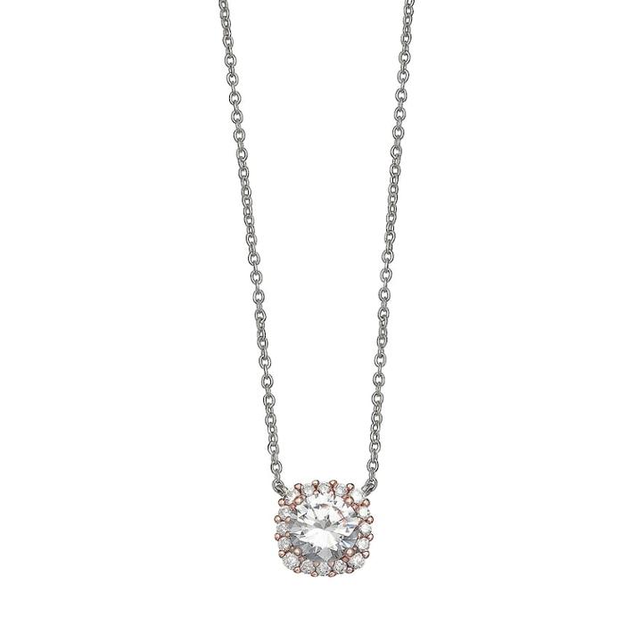 Primrose Two Tone Sterling Silver Cubic Zirconia Square Necklace, Women's, Size: 18, White