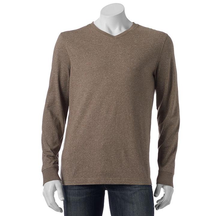 Men's Croft & Barrow&reg; Classic-fit Easy-care V-neck Tee, Size: Large, Lt Brown