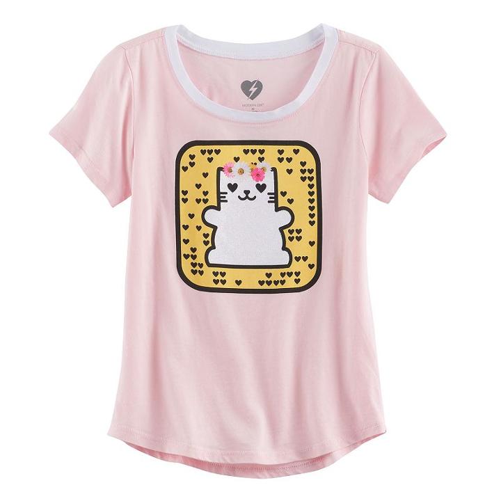 Girls 7-16 Snapcat Graphic Tee, Girl's, Size: Large, Pink Other