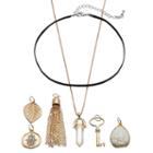 Mudd&reg; Skeleton Key, Hamsa & Leaf Interchangeable Charm Necklace Set, Women's, Gold