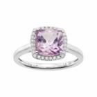 Lc Lauren Conrad 10k White Gold Amethyst & 1/8 Carat T.w. Diamond Cushion Halo Ring, Women's, Size: 9, Purple