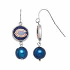 Chicago Bears Dyed Freshwater Cultured Pearl Stainless Steel Team Logo Drop Earrings, Women's, Blue