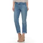 Petite Jennifer Lopez Cuffed Straight-leg Jeans, Women's, Size: 6 Petite, Dark Blue
