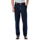 Big & Tall Haggar Work To Weekend Classic-fit Pleated Denim Pants, Men's, Size: 50x32, Blue (navy)