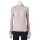 Women's Lc Lauren Conrad Ribbed Ruffle Top, Size: Small, Lt Beige