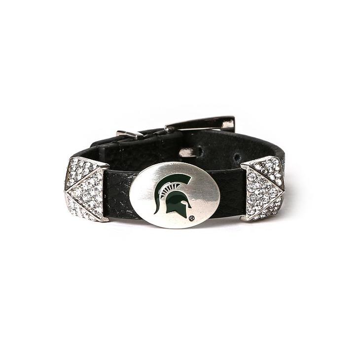 Women's Michigan State Spartans Pyramid Bracelet, Brown