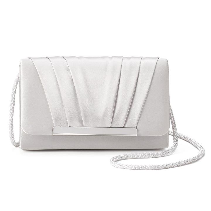 Gunne Sax By Jessica Mcclintock Harper Satin Pleated Clutch, Women's, Grey