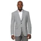 Men's Savane Plaid Sport Coat, Size: 40 - Regular, Light Grey