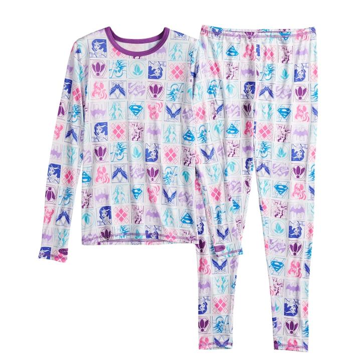 Girls 4-12 Dc Comics Superhero Girls Top & Bottoms Set By Cuddl Duds, Size: Xs, White