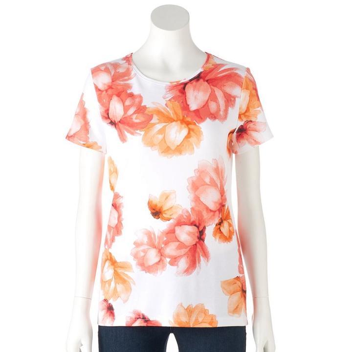 Women's Croft & Barrow&reg; Essential Crewneck Tee, Size: Xxl, Brt Orange