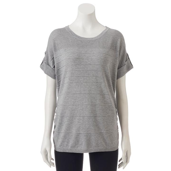 Women's Apt. 9&reg; Ruched Crewneck Sweater, Size: Small, Light Grey