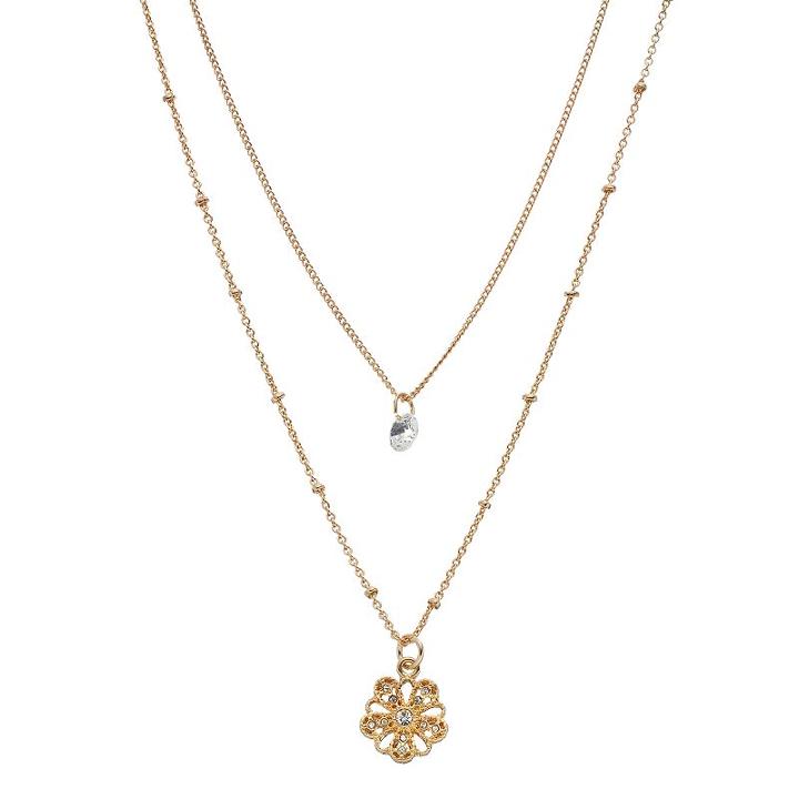 Lc Lauren Conrad Flower Pendant Layered Necklace, Women's, Multicolor