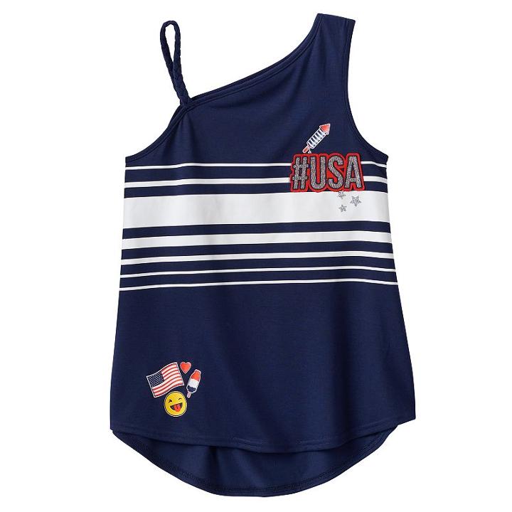 Girls 7-16 & Plus Size So&reg; One Shoulder Asymmetrical Americana Top, Girl's, Size: 16 1/2, Blue