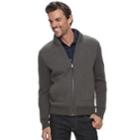 Men's Marc Anthony Slim-fit Mixed Media Sweater Jacket, Size: Small, Dark Grey