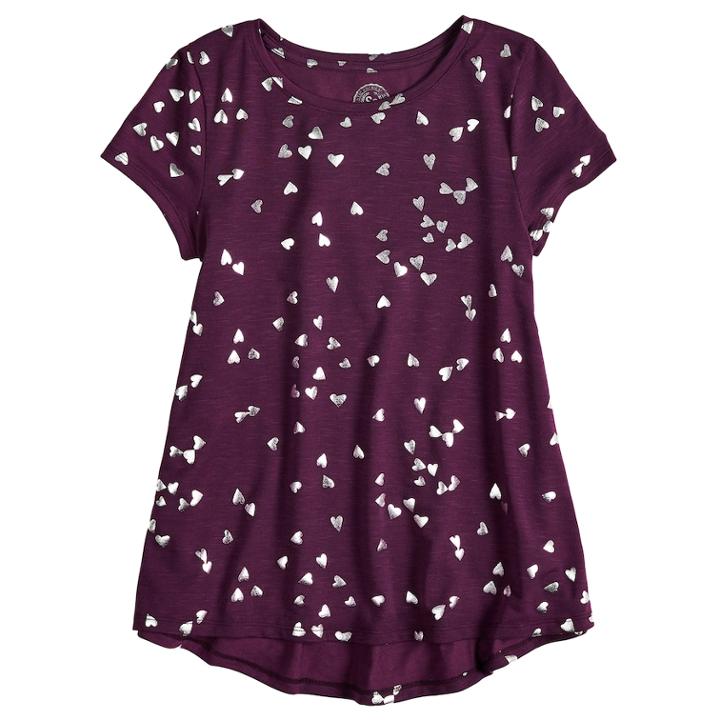 Girls 7-16 So&reg; Short Sleeve Tunic Tee, Size: 12, Drk Purple