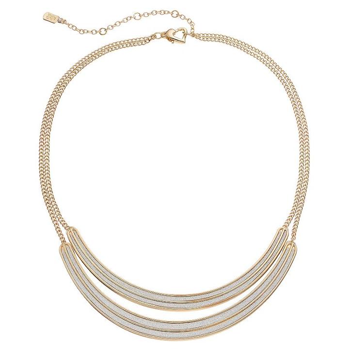 Jennifer Lopez Glittery Curved Bar Double Strand Necklace, Women's, Gold