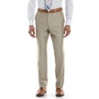 Men's Savile Row Modern-fit Tan Herringbone Flat-front Suit Pants, Size: 42x32, Beig/green (beig/khaki)