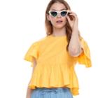 K/lab Ruffle Peplum Crop Top, Kids Unisex, Size: Large, Yellow