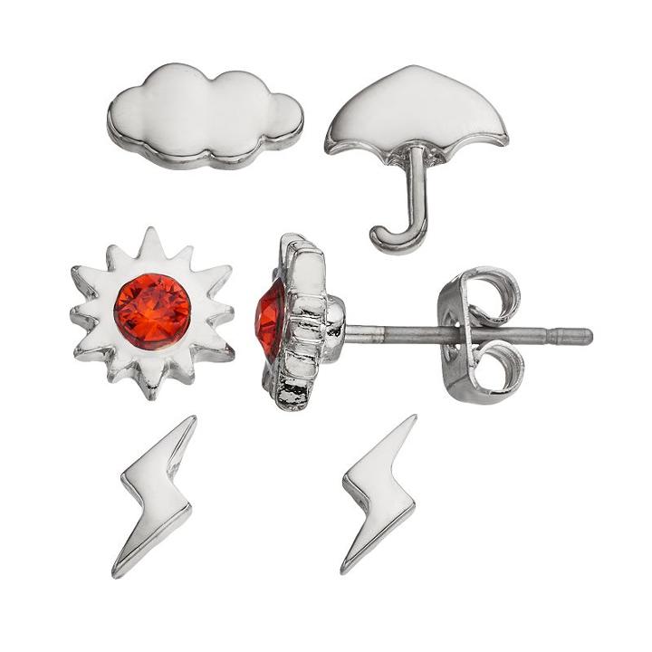 Charming Inspirations Weather Forecast Mismatch Stud Earring Set, Women's, Red