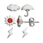 Charming Inspirations Weather Forecast Mismatch Stud Earring Set, Women's, Red