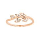 1/10 Carat T.w. Diamond 10k Rose Gold Leaf Ring, Women's, Size: 7, White