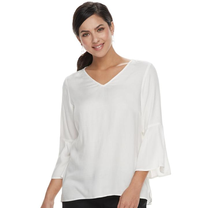 Women's Apt. 9&reg; Bell Sleeve Top, Size: Xl, White
