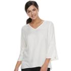 Women's Apt. 9&reg; Bell Sleeve Top, Size: Xl, White