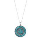 Sterling Silver Simulated Turquoise Medallion Pendant, Women's, Size: 18, Blue